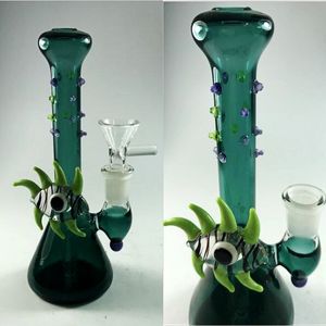 Monster Eye Hookahs Bongs de vidrio Vaso de precipitados verde oscuro Bubbler Wate Pipes Inline Perc Free Glass Bowls Plataformas petroleras de moda