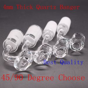 Monster Quartz Bol Cristal Pur Domeless Banger Narguilé À Ongles 90 Degrés 4mm D'épaisseur Avec 10/14 / 18mm Mâle Femelle Joint Transparent GRAND Plat