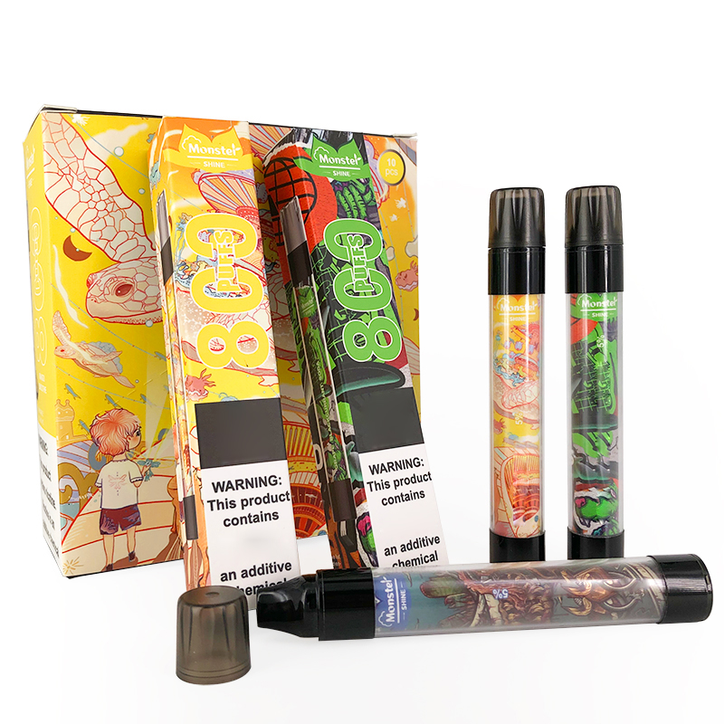 Monster Shine Electronic Sigarette 800 Puffs Flash Dispoable Pen met 550 MAH E Cigatette Batterij en 3.0ml pod