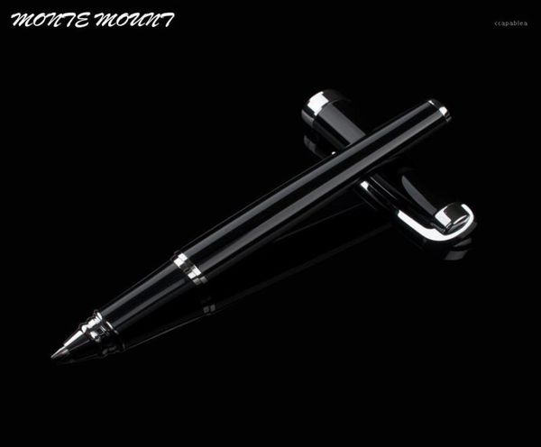 MONTE MOUNT stylo à bille roulante noir argent de haute qualité 07mm recharge d'encre noire stylo à bille en métal pour fournitures scolaires des étudiants 13021584