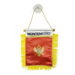 Montenegro Window Hanging Flag 10x15 cm Double Sided Mini Hanging Flags with Suction Cup for Home Office Door Decor