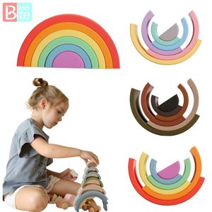 Montessori 3D Puzzle Toys Silicone Staping Rainbow Toy voor 3 tot 5 jaar oud en Up Kids Babies Toys 240415