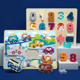 Montessori 3D Puzzels Cartoon Dieren Houten Puzzels Hand Grab Boards Tangram Jigsaw Educatief Speelgoed voor Baby Kinderen Kids Gift