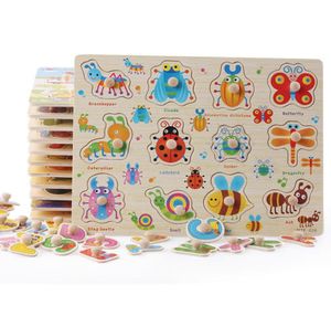 Montessori 3D Puzzle en bois planches à main animaux de bande dessinée Puzzle jeu de Puzzle pour enfants apprentissage précoce enfants jouets éducatifs 4186722