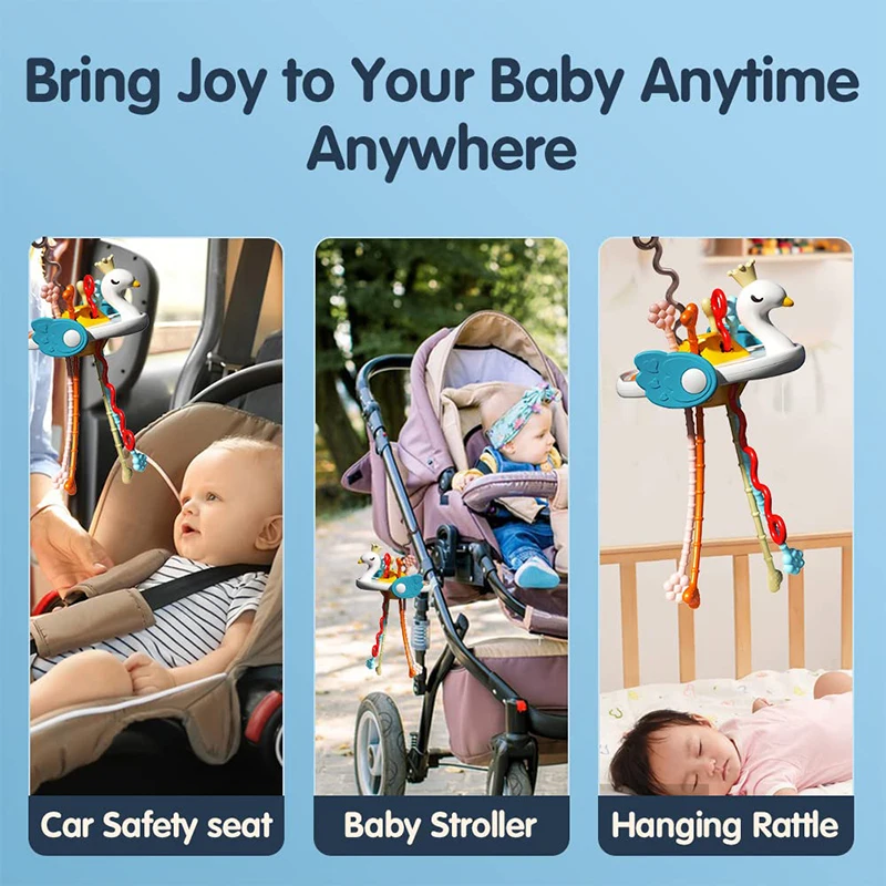 Montessori Aktivitet Baby Toys 1 2 3 -årig utveckling Silikon Teksaker Pull String Sensory Toys For Babies 6 12 månaders gåva