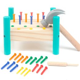 Montessori bébé marteau frappé jouets en bois compétences de vie formation début éducatif assemblage outil jouet pour enfants force 240321