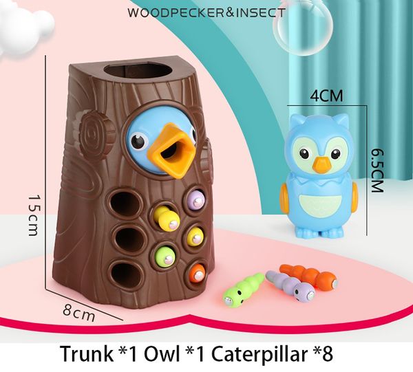 Montessori Baby Toy pic de bois de baby-pic attrapant les vers et nourrissant le jeu des jouets éducatifs pour les enfants