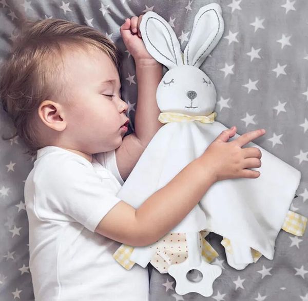 Montessori câlin pour bébés, jouet en forme de lapin, jouet en peluche, jouet de couchage, serviette apaisante, jouets pour bébés de 0 à 12 mois