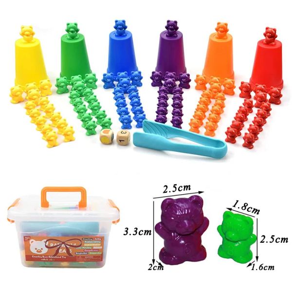 Montessori jouets éducatifs pour enfants Poids ours comptage des jeux mathématiques Toys Toys Couleurs tasses Clip écailles d'enseignement jouet