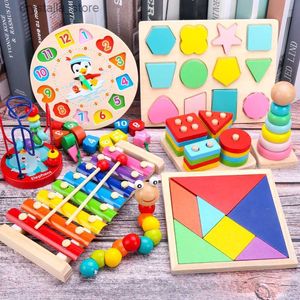 Montessori Juguetes educativos de madera Juegos de desarrollo para bebés Chid Rompecabezas de madera para niños Aprendizaje temprano Juguetes para bebés para niños Regalos L230518