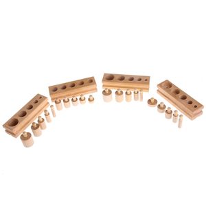 Jouets éducatifs Montessori en bois pour enfants, blocs de douilles cylindriques, jouet de développement des bébés, pratique et