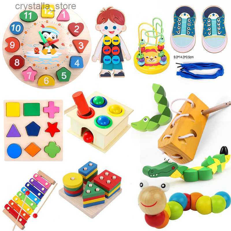 Montessori Giocattoli educativi in legno per bambini da 1 a 4 anni Apprendimento precoce Giocattolo educativo Puzzle in legno Giochi Giocattoli per bambini 0 12 mesi L230518