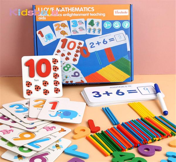 Autocollant en bois Montessori pour enfants, jouets éducatifs de mathématiques, comptage, Cognition des nombres, cadeau d'anniversaire 4343582