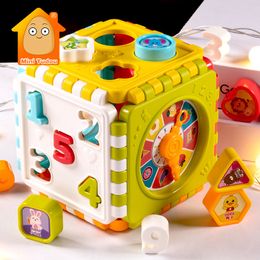 Montessori Game Baby Activiteit Kubus Kubus Match Sorter Box Kleurnummer klok wiskunde kit educatief interactief speelgoed voor kinderen cadeau 220706
