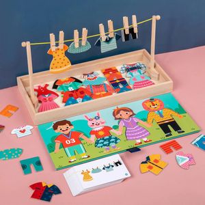 Montessori vêtements suspendus changement semblant jouer habiller jouet séchage vêtements pour enfants garçons filles jeu de Table 2 240131