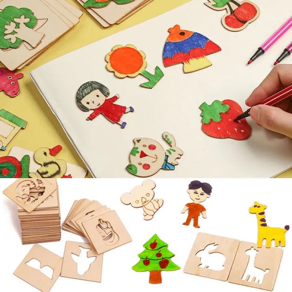 Montessori Kids Drawing Toys Wooden DIY PEINTURE POCHEMENTS MODE