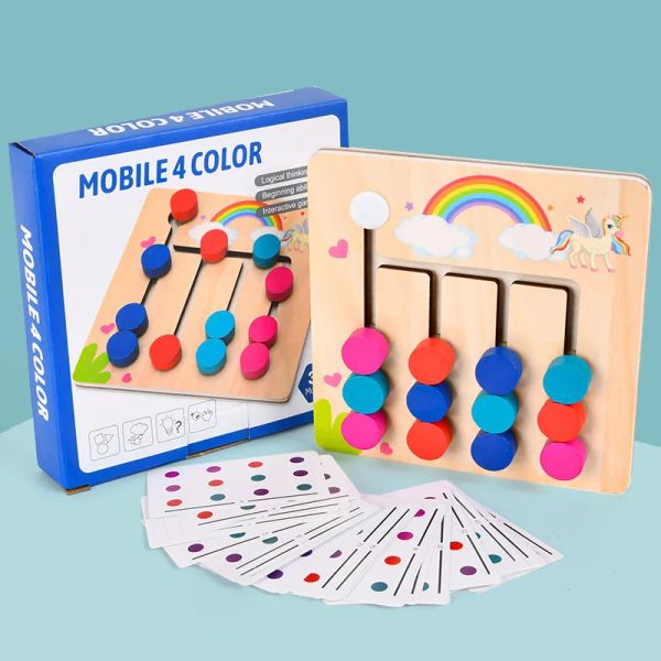 Montessori Learning Toys Mobile Color and Shape Puzzle, Juego de teasers de cerebro a juego Juego de madera educativa temprana para niños