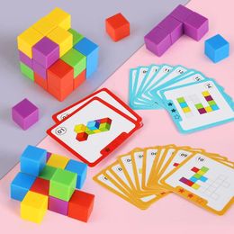Rompecabezas de bloques mágicos Montessori, juguete de entrenamiento de pensamiento lógico espacial, bloques de apilamiento de arcoíris, juguetes educativos de matemáticas para niños 240131