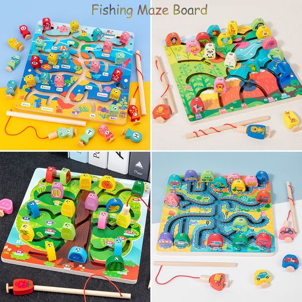 Montessori MAZA MAZA MARCHA COM y GAME DE JUEGO Fruit Cognitivo Cognitivo Fine Motor Training Toys for Children