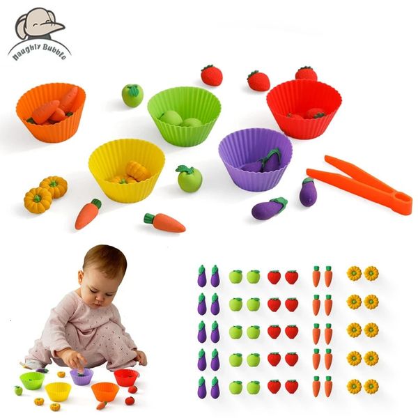 Montessori Material Rainbow Count Count Fruit Mathematical Toys Fruit and Vegetable Couleur Tri correspondant Games Childrens Education Sensory Toys 240520
