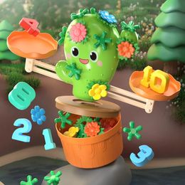 Montessori Math Toy Balanza digital Escala Educativa Color Número Matching Pull Cactus Juego Niño Juguetes de aprendizaje 231221