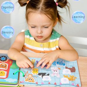 Montessori Rustige boeken Puzzelspel Drukboek Dierennummer Plakken Bijpassend Engels Vroeg leren Educatief speelgoed voor peuters 240307