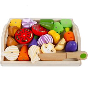 Juguete Montessori, casa de juegos, frutas y verduras cortadas, juego de cocina, serie de simulación para niños, regalo de educación temprana 240115