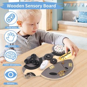 Montessori Jouet volant en bois en bois Busy Banking Wooden Sensory Toys for Toddlers Preschool Travel Learning Activities