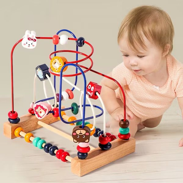 Toys Montessori Baby Wooden Roller Coaster Gabes Maze Toddler Early Learning Puzzle Puzzle Math Math Toy for Children 1 2 3 ans