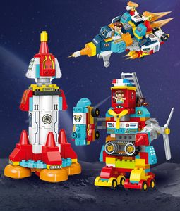 Montessori speelgoed Cartoon bouwblokken Space War Car 6IN1 Transformer Robot Minifiguren Technik Combat Construction Ruimtevaartuig speelgoed voor kinderen Kerstcadeau