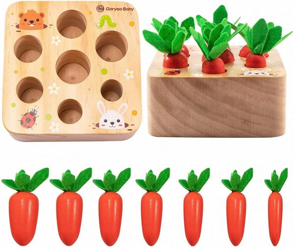 Toys Montessori pour 1 an Baby Pull Carrot Set Game Kids Kids Toy Forme Tri Matching Puzzle Puzzle Toys for Children