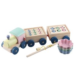 Montessori Toys for Wooden Trains Fishing Game Fine Motor Skill Learning Magnet Fish Polon Pabille de pêche Éducation Kids Gift3163104