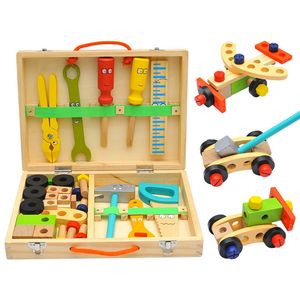 Montessori Toys Moer DIY Houten Demontage Schroef Baby Multifunctionele Reparatie Tool Set Hands-on Assembly Kid Simulatie Speelgoed Gift LJ201007