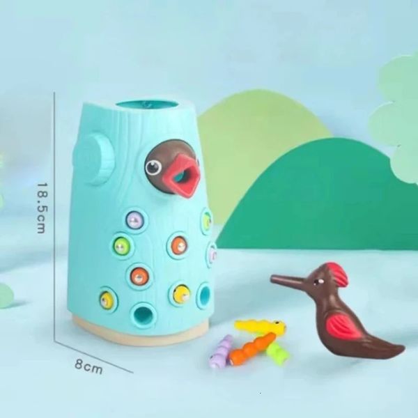 Jouets Montessori Woodpecker Magnetic Catch the Worm Small Birds Nourching Game Enfants Early Educational Fishing Toys Set Gift 240510