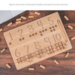 Montessori Traçage planche en bois jouet apprend les chiffres du jeu éducatif jouet pour filles garçon enseignant aides en bois naturel cadeaux faits à la main