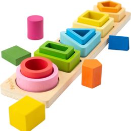 Jouets en bois Montessori pour enfants, tri en bois empilable pour bébés en bas âge, forme éducative, trieur de couleurs, cadeaux préscolaires 240223