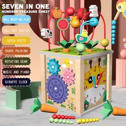Montessori jouets en bois pour enfants multifonction perlé boîte au trésor préscolaire bébé blocs de construction éducation précoce enfants jouets 231225