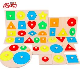 Montessori houten greepbord geometrische vorm eonal kleuren sorteren wiskunde puzzel kleuterschool leren game baby joch speelgoed 1pc 220621