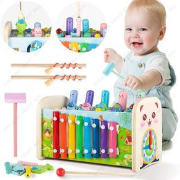 Jouet de martelage en bois Montessori pour enfants de 12 mois, jouets, Instruments de musique, marteau en bois, Xylophone numéro 240124