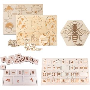 Montessori houten levenscyclus puzzels speelgoed bijen insectenstructuur leerplant groeicyclus wetenschap onderwijs hulpmiddelen wiskunde sorteer speelgoed