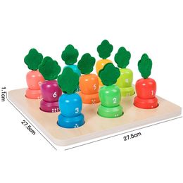 Montessori Wooden Tiling Radish Number Forme Couleur MatchingToys Tirez Carrot Parent Child Interactive Educational Toys for Kids