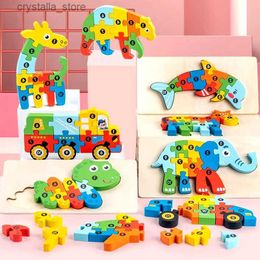Montessori Houten Puzzel Cartoon Dier Kwaliteit Dikker 3D Puzzel Educatief Speelgoed Voor Kinderen Peuters 2 3 4 5 Jaar