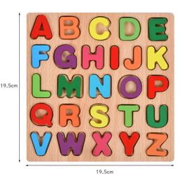 Jouets en bois Montessori Puzzle en bois ALPHABET Numéro Forme Match 3D Puzzle Board Game Educational Toys for Children Cadeaux