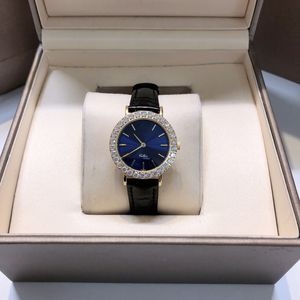 Reloj Montre de luxe con diamantes Relojes para mujer Movimiento de cuarzo suizo de 30 mm Caja de acero fino Correa de piel de becerro importada Relojes de pulsera