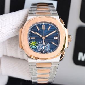 Montre de luxe Montre classique de luxe pour hommes Montres 40 mm 240 PS Mouvement mécanique Montres-bracelets Date, véritable énergie cinétique, véritable fonction de phase de lune