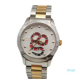 Montre de luxe Relojes de pulsera de lujo Snake Bee pareja reloj 38 mm 28 mm Caja de plata para hombre Relojes de diseño Reloj de cuarzo Moda W279J