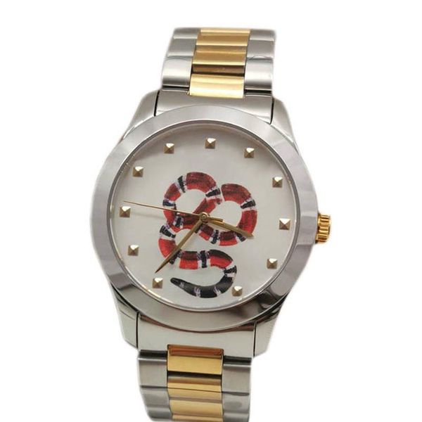 Montre de luxe Relojes de pulsera de lujo Snake Bee pareja reloj 38 mm 28 mm Caja de plata para hombre Relojes de diseño Reloj de cuarzo Moda W296R