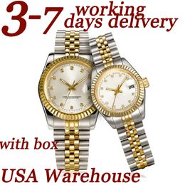 Watch Mens Automatic Gold Womenwatch en acier inoxydable complet Sapphire imperméable Luminal Classic Couples Wrists Montre de Luxe 41/36/28 mm