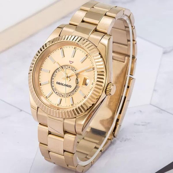 montre de luxe para hombre automático Relojes mecánicos 42 mm de acero inoxidable completo Relojes de pulsera de natación zafiro luminoso SKY calendario Orologio Movimiento Relojes de pulsera 099