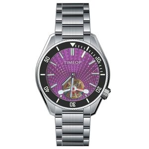 Montre De Luxe Reloj para hombre Esqueleto Tourbillon Automático Menwatch Sapphire Glass Purple Dial Relojes de pulsera mecánicos Hombre Relojes de diseño Relojes